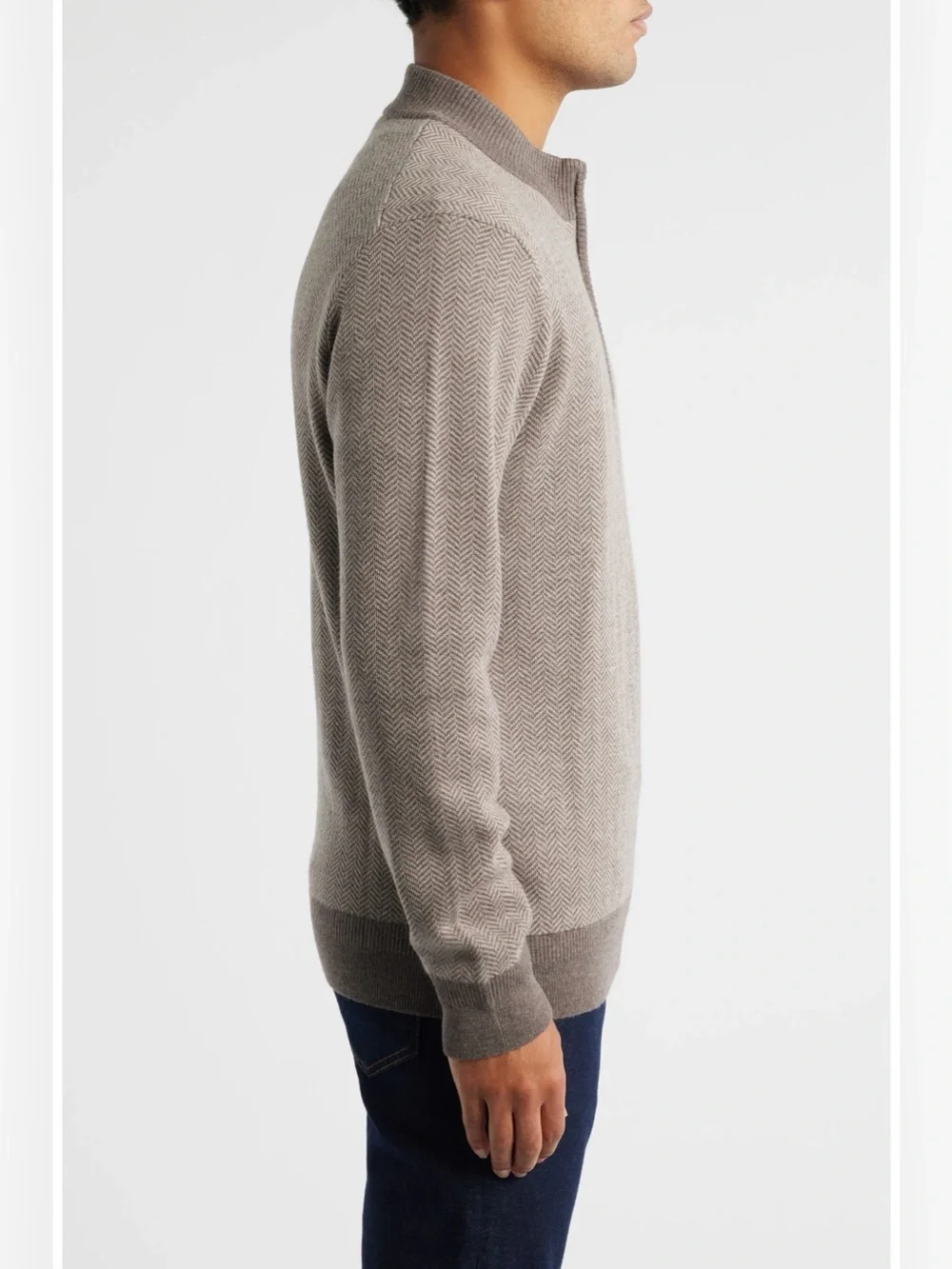 Robert Barakett Grant Merino Wool Quarter Zip Sweater Oatmeal Men’s M NWOT